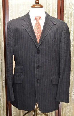 Etro Milano 44 R Linen & Cotton striped 2 vent summer sport coat blazer y6j4 - Image 1 of 4