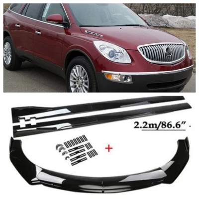 For Buick Enclave 3.6L Glossy Black Front Bumper Lip Splitter Kit +Side Skirts Foto 1 de 4