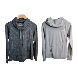 LOT OF 2 Kuhl + The North Face Womens MEDIUM Pullover Cowl Hoodie Sweater Gray - Picture 1 of 17