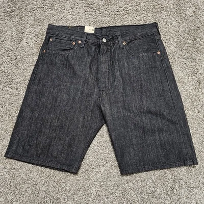 Levi's 501 黑色牛仔短裤带纽扣门襟 36 码全新带标签男式全新带标签 — 第 1/4 张图片