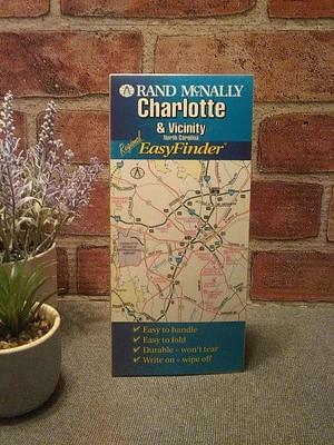 Vtg 2002 RAND MCNALLY EASYFINDER Charlotte NC & Vicinity Laminated Map NEW! - Image 1 of 4