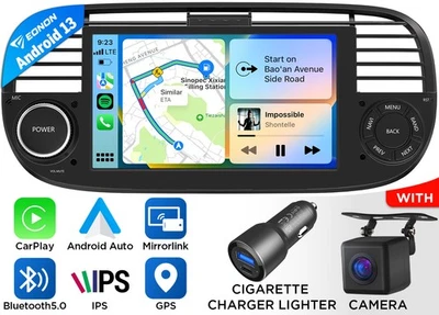 CAM+FIAX6 Autoradio 7" Bildschirm Android 13 GPS Navi CarPlay für Fiat 500 07-15 - Bild 1 von 4