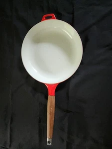 Copco 10" Red Enamel Cast Skillet Pan Teak Handle Michael Lax Denmark - Picture 1 of 11