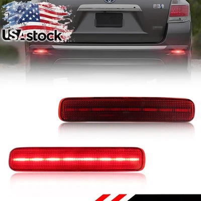 Red LED Rear Bumper Reflector Tail Brake Lights For 2011-2013 Toyota Highlander - Image 1 of 4