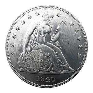 Dólar de plata libertad sentada 1840 $1, antiguo conmemorativo de coleccionistas estadounidenses - Imagen 1 de 4