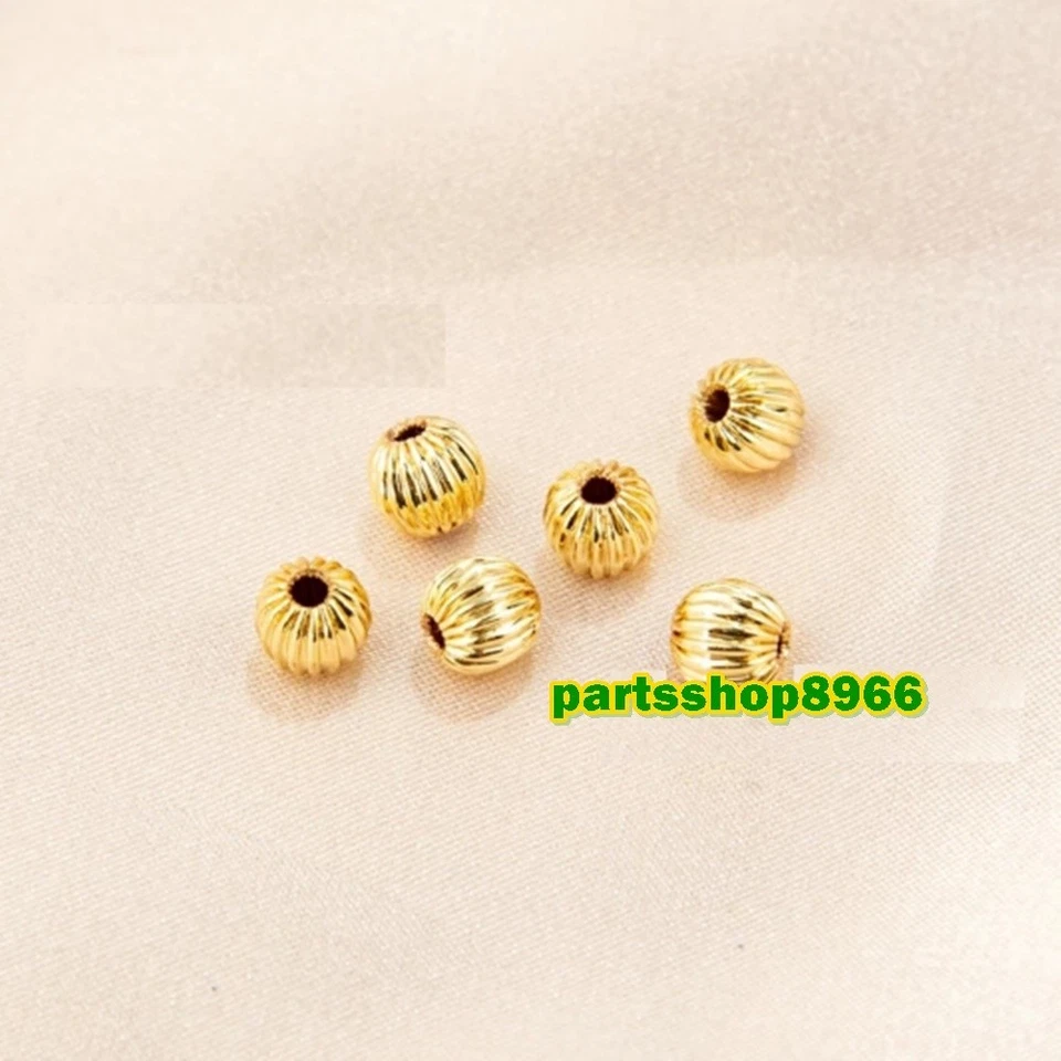 20 piezas de cuentas sueltas redondas de la suerte de oro amarillo sólido puro de 14K para cadena de pulsera de 6 mm Foto 1 de 1