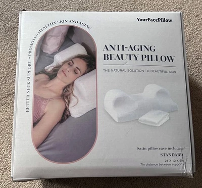 NIB! Your Face Pillow-Back Sleeper, Cervical Neck, Anti-Aging w/ Satin Case - Image 1 of 4