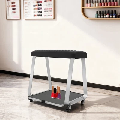 Reposapiés de pedicura móvil para salón de uñas con bandeja reposapiés de espuma PU negro Foto 1 de 4