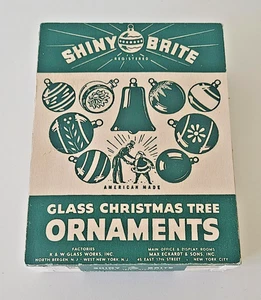Adornos de árbol de Navidad de vidrio Brite brillante vintage plateados con caja original 12 piezas - Imagen 1 de 7