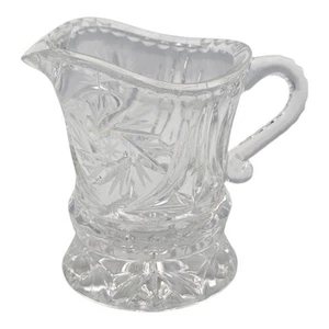 Vintage Lead Crystal Glass Cut Milk Jug Creamer Pin Wheel Design - Picture 1 of 7