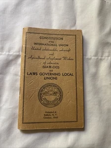 Vtg 1943 Constitution of International Union Automobile Aircraft Agriculture UAW - Picture 1 of 9