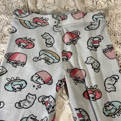 Weekend Edition Cute Cat Coffee Cup Doughnut Print Leggings - Image 1 of 4
