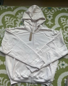 Skims Cotton Fleece Zip-Up Hoodie in Barely Pink Size Medium NWT Super Soft - Picture 1 of 16