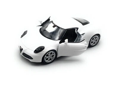 Modèle De Voiture Alfa Romeo 4C 1:34-39 Blanc Miniature Véhicule - Photo 1/4