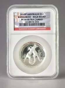2010 FIGHTING KANGAROOS Coin Australia .999 Silver High Relief 1oz Coin NGC PF70 - Picture 1 of 3