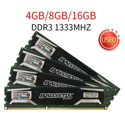 16GB 8GB 4GB Crucial Ballistix Sport PC3-12800U DDR3-1600MHz DIMM Desktop Memory - Image 1 of 4