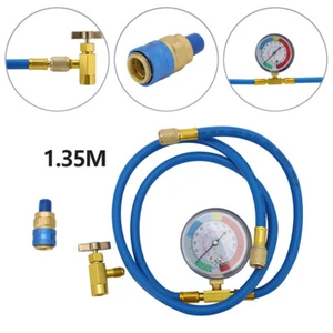 R134A Car Air Conditioning Refrigerant Recharge Measuring Set Hose Gas Gauge Kit - Picture 1 of 12