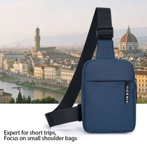 Multifunctional Men's Chest Bag Solid Color Sports Waist Bag Business - Picture 1 of 15