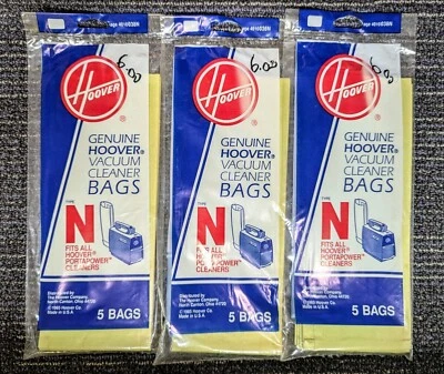 Genuine Hoover - Type N Vacuum Cleaner Bags - 3 Packages - 15 Bags Total  - Image 1 of 2