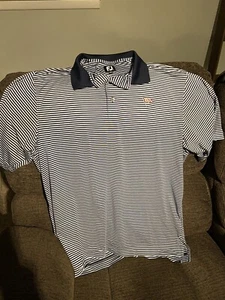 Mens Fj Polo Size Large Navy Blue And White Stripped - Picture 1 of 2