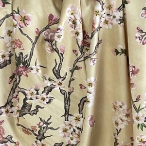Cherry Blossom Tree Velvet Yellow Floral Fabric Almond Bloom Van Gogh Painting - Picture 1 of 16