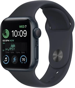 Apple Watch SE 2022 GPS Midnight Alu 40mm, Black Silicon Band A2726,NEU Sonstige - Afbeelding 1 van 2