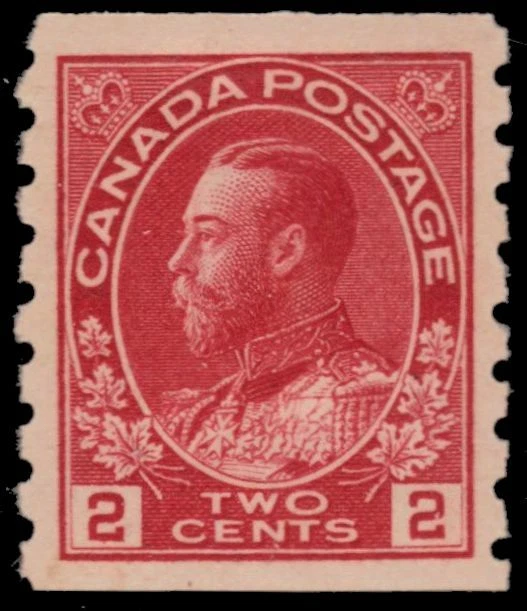 CANADA 127 - King George V "Admiral" Carmine Wet Print Coil (pb33094) $60 - Image 1 of 1