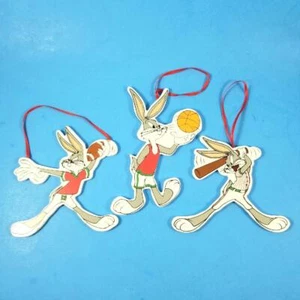 3 Vintage 1996 Bugs Bunny Ornament Lot Set Looney Tunes Kurt Adler Warner Bros Holz - Bild 1 von 6