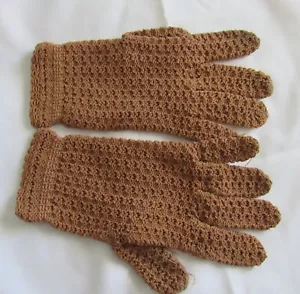WEAR-RIGHT VINTAGE WRISTLET KNIT NYLON BROWN GLOVES MADE IN THE USA SIZE SMALL - Picture 1 of 5