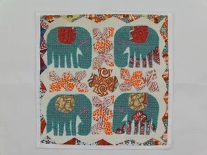 Applique Elephant Patchwork Indian Made Cushion Cover 16 Inch Square White - Picture 1 of 3