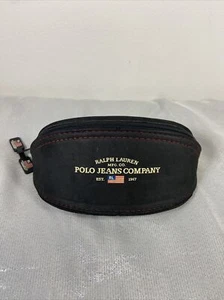 Ralph Lauren Polo Jeans Company Zip Up Black Sunglasses Case Faux Leather - Picture 1 of 5