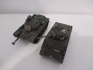 (2) Corgi US ARMY DIE CAST TANKS- M48 Patton Tank USMC & M4 SHERMAN~3"LONG - Picture 1 of 3