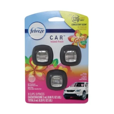 Febreze Car Vent Clip Air Freshener, Gain Island Fresh, 3 Count - Image 1 of 2