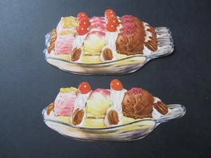 Großhandelsposten 25 alte Vintage 1950er - BANANA SPLIT - Eiscreme Papier Stanzteile - Bild 1 von 1