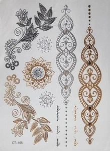 Einmal Temporay Tattoo Flash Metallic Tatoo Körper Schmuck Gold Silber - Bild 1 von 1