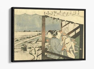 HARUNOBU, COUPLE IN WINTER SHUNGA -FLOAT EFFECT FRAMED CANVAS WALL ART PRINT - Picture 1 of 12