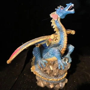Summit Collection Blue Dragon on Clear Crystals Blue and Pink Wings with Glitter - Picture 1 of 5