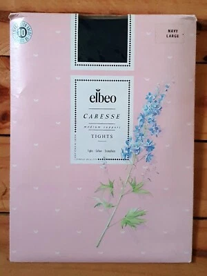 Vintage Elbeo Caresse Medium Support Nylon Tights 1990s - L Navy - Image 1 of 2
