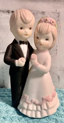 Topper de pastel de novia y novio pintado a mano Lefton China 1985 Foto 1 de 4