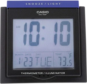 Casio DQ750F-1D Black LED Light Digital Alarm Desk Clock Thermometer Snooze NEW - Picture 1 of 2