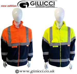 HI VIS VIZ VISIBILITY TWO TONE ANTIPIL FLEECE ZIPPED POCKETS  THICK WARM JACKET  - Picture 1 of 5