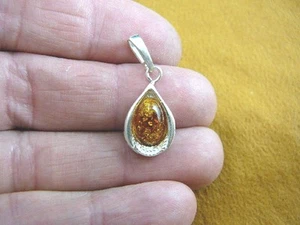 (p22-30) Orange Birne Baltisches BERNSTEIN Polen .925 Sterling SILBER Träne ANHÄNGER - Bild 1 von 1