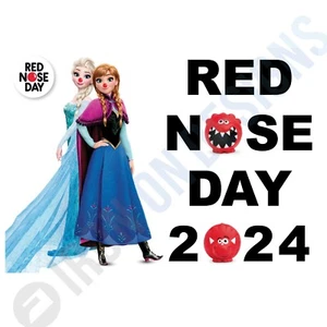 COMIC RELIEF - RED NOSE DAY ELSA & ANNA - T-SHIRT TRANSFER ZUM AUFBÜGELN - A6 A5 A4 - Bild 1 von 5