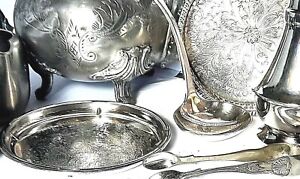 VINTAGE SILVER PLATE TEA SETS TRAYS DINING ITEMS Select / Order from MENU below