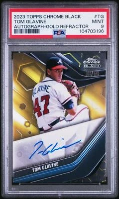 Topps 2023 cromo negro dorado Tom Glavine PSA 9 como nuevo automático 38/50 Braves Foto 1 de 2