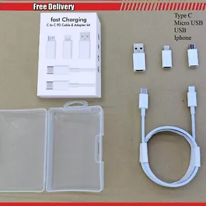 Kit adaptador cable cargador rápido tipo C a tipo C micro USB iPhone para todos los teléfonos - Imagen 1 de 13