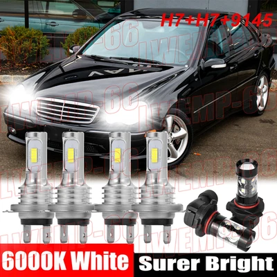 For Mercedes-Benz C230 2002-2007 6PCS Combo LED Headlight + Fog Light Bulbs Kit - Image 1 of 4