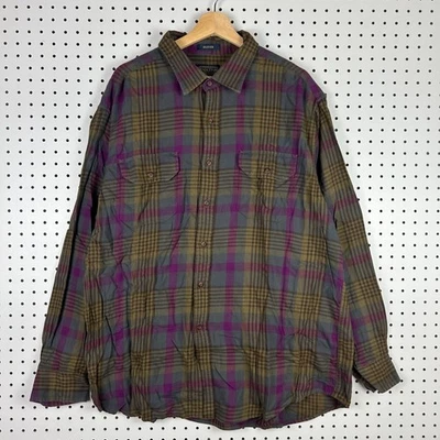 Camisa Pendleton Bridger XXL Manga Larga Púrpura Verde Tareas Botón Algodón Lana  Foto 1 de 4