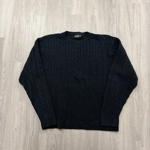 Vintage Steve & Barry's Zopfmuster Pullover Herren 2XL XXL Schwarz Rundhals Preppy  - Bild 1 von 6