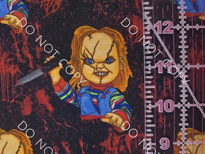 Muñeca Chucky personalizada 100 % algodón tela tejida película de terror por 1/4 yarda 9x56 V2 Foto 1 de 2
